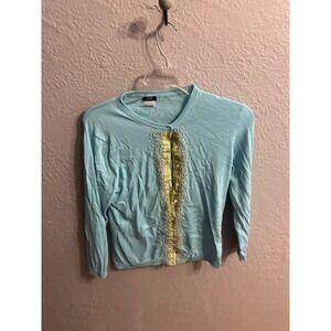 J Crew Women Blue Beaded Cardigan Size See‎ Desc Sweater